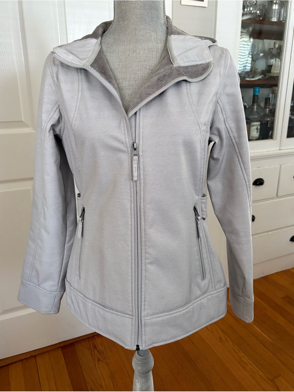 Athletech Light Gray Hooded Zip-Up Utility Jacket